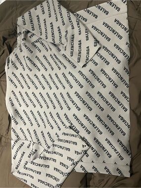 Balenciaga Black and White Logo Knit Scarf